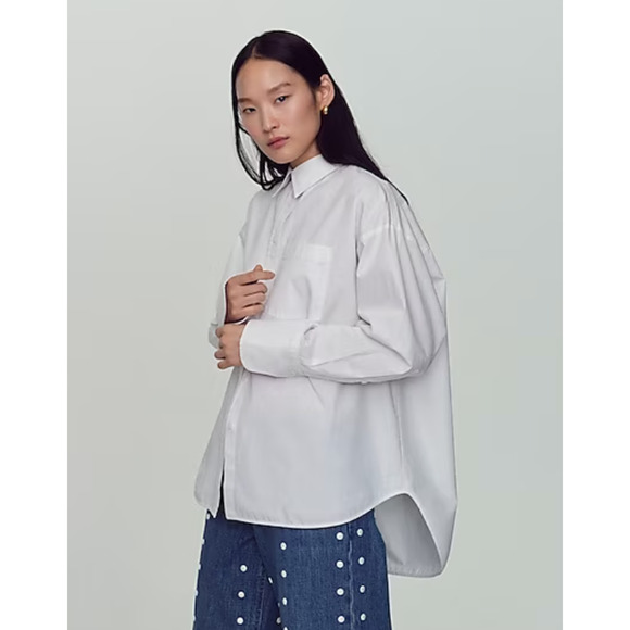 NWT J. Crew Etienne Oversized Oxford Shirt M White Blouse Top BY733 J.Crew - Picture 4 of 7